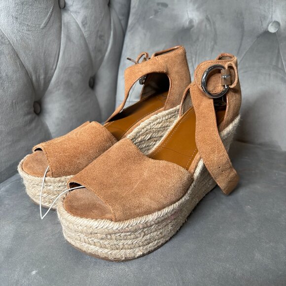 Marc Fisher LTD Suede Espadrille‎ Wedge Sandals Tan – Women’s 8.5 - Picture 2 of 6